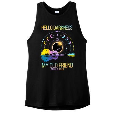 Hello Darkness My Old Friend April 08 Solar Eclipse Ladies PosiCharge Tri-Blend Wicking Tank