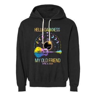 Hello Darkness My Old Friend April 08 Solar Eclipse Garment-Dyed Fleece Hoodie