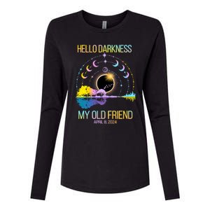 Hello Darkness My Old Friend April 08 Solar Eclipse Womens Cotton Relaxed Long Sleeve T-Shirt