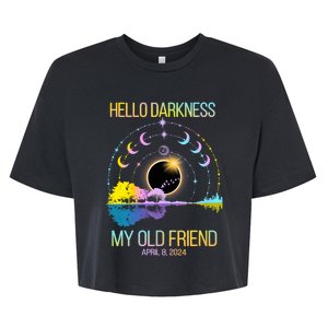 Hello Darkness My Old Friend April 08 Solar Eclipse Bella+Canvas Jersey Crop Tee