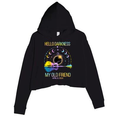 Hello Darkness My Old Friend April 08 Solar Eclipse Crop Fleece Hoodie