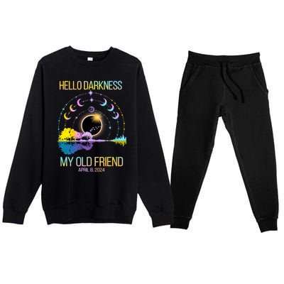 Hello Darkness My Old Friend April 08 Solar Eclipse Premium Crewneck Sweatsuit Set