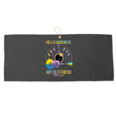 Hello Darkness My Old Friend April 08 Solar Eclipse Large Microfiber Waffle Golf Towel