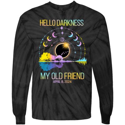 Hello Darkness My Old Friend April 08 Solar Eclipse Tie-Dye Long Sleeve Shirt