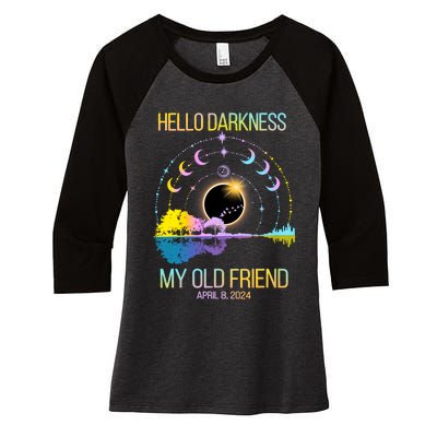 Hello Darkness My Old Friend April 08 Solar Eclipse Women's Tri-Blend 3/4-Sleeve Raglan Shirt