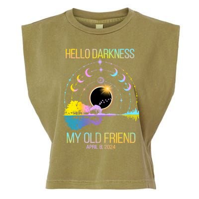 Hello Darkness My Old Friend April 08 Solar Eclipse Garment-Dyed Women's Muscle Tee