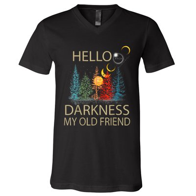 Hello Darkness My Old Friend Solar Eclipse April 08 2024 Trending Now Get It V-Neck T-Shirt