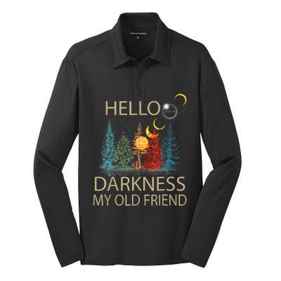 Hello Darkness My Old Friend Solar Eclipse April 08 2024 Trending Now Get It Silk Touch Performance Long Sleeve Polo