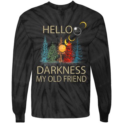 Hello Darkness My Old Friend Solar Eclipse April 08 2024 Trending Now Get It Tie-Dye Long Sleeve Shirt