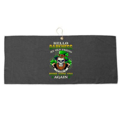 Hello Darkness My Old Friend I’ve Come To Drink With You Again Large Microfiber Waffle Golf Towel