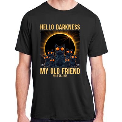 Hello Darkness My Old Friend Solar Eclipse April 08 2024 Funny Cat Adult ChromaSoft Performance T-Shirt