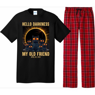 Hello Darkness My Old Friend Solar Eclipse April 08 2024 Funny Cat Pajama Set