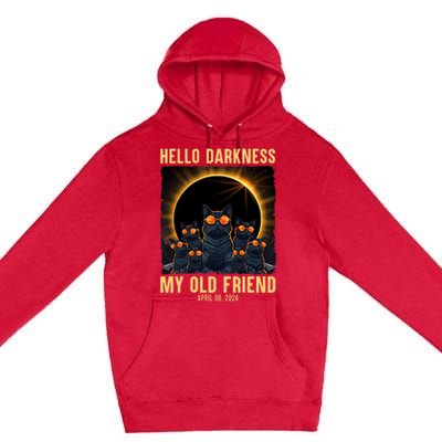 Hello Darkness My Old Friend Solar Eclipse April 08 2024 Funny Cat Premium Pullover Hoodie