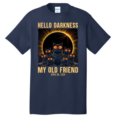 Hello Darkness My Old Friend Solar Eclipse April 08 2024 Funny Cat Tall T-Shirt