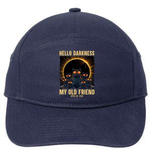 Hello Darkness My Old Friend Solar Eclipse April 08 2024 Funny Cat 7-Panel Snapback Hat