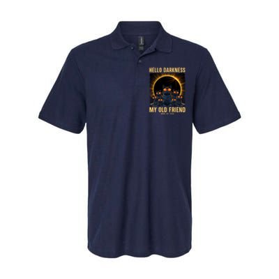 Hello Darkness My Old Friend Solar Eclipse April 08 2024 Funny Cat Softstyle Adult Sport Polo