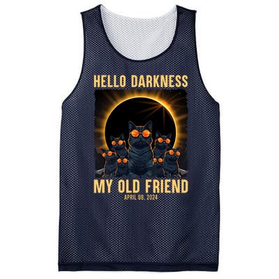 Hello Darkness My Old Friend Solar Eclipse April 08 2024 Funny Cat Mesh Reversible Basketball Jersey Tank