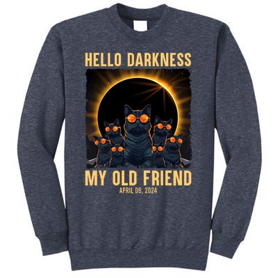 Hello Darkness My Old Friend Solar Eclipse April 08 2024 Funny Cat Sweatshirt