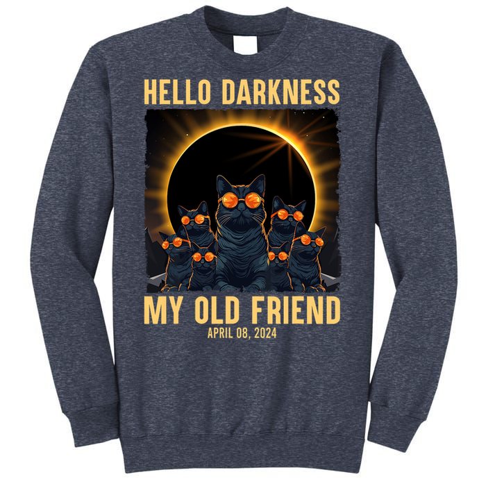 Hello Darkness My Old Friend Solar Eclipse April 08 2024 Funny Cat Sweatshirt