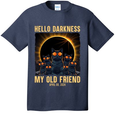 Hello Darkness My Old Friend Solar Eclipse April 08 2024 Funny Cat T-Shirt