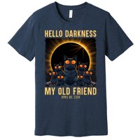 Hello Darkness My Old Friend Solar Eclipse April 08 2024 Funny Cat Premium T-Shirt