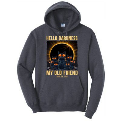 Hello Darkness My Old Friend Solar Eclipse April 08 2024 Funny Cat Tall Hoodie