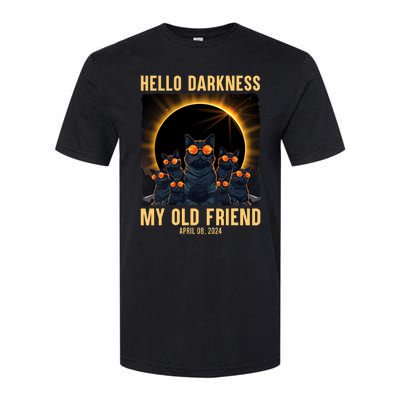 Hello Darkness My Old Friend Solar Eclipse April 08 2024 Funny Cat Softstyle CVC T-Shirt