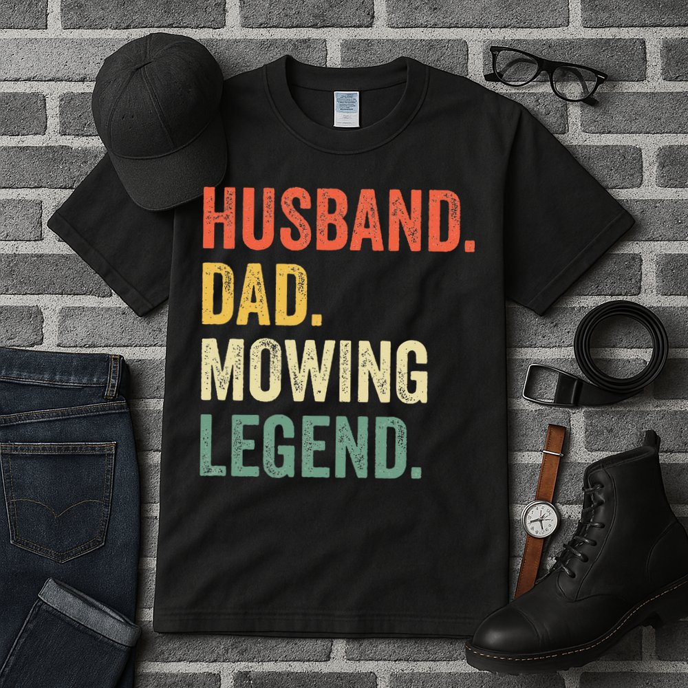 Husband Dad Mowing Legend Lawn Care Gardener Father Funny Tall T-Shirt