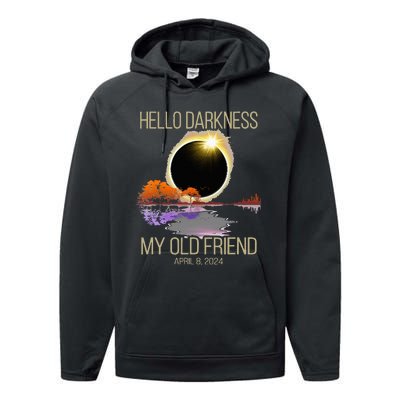 Hello Darkness My Old Friend Solar Eclipse April 08 2024 Performance Fleece Hoodie