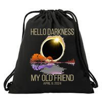 Hello Darkness My Old Friend Solar Eclipse April 08 2024 Drawstring Bag