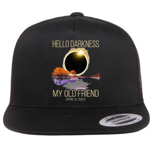 Hello Darkness My Old Friend Solar Eclipse April 08 2024 Flat Bill Trucker Hat