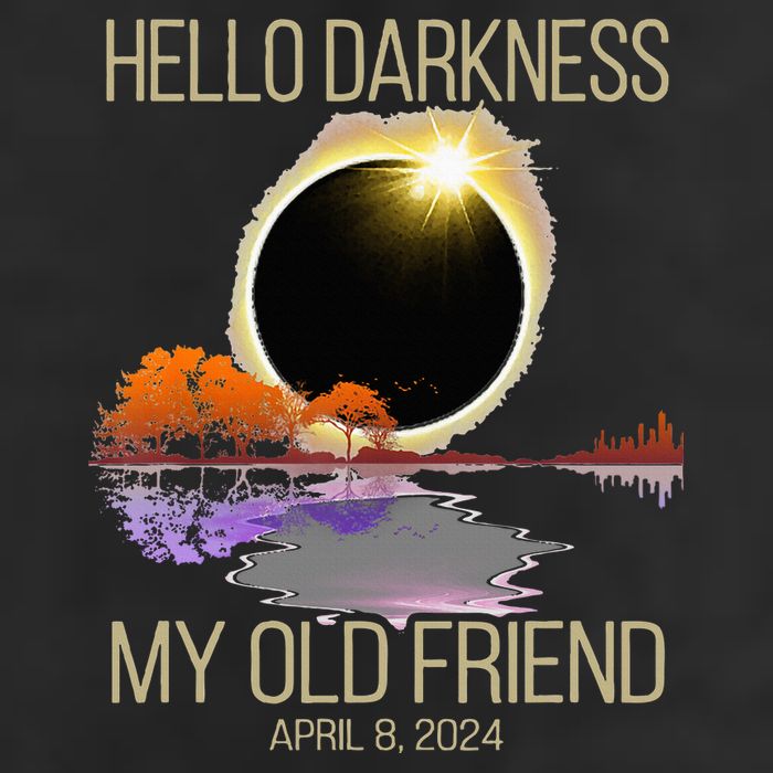 Hello Darkness My Old Friend Solar Eclipse April 08 2024 Microfiber Hand Towel