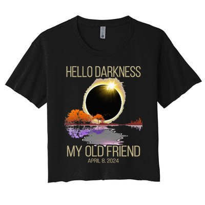 Hello Darkness My Old Friend Solar Eclipse April 08 2024 Crop Top