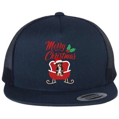 Havanese Dog Merry Christmas Design For The Holiday Season! Flat Bill Trucker Hat