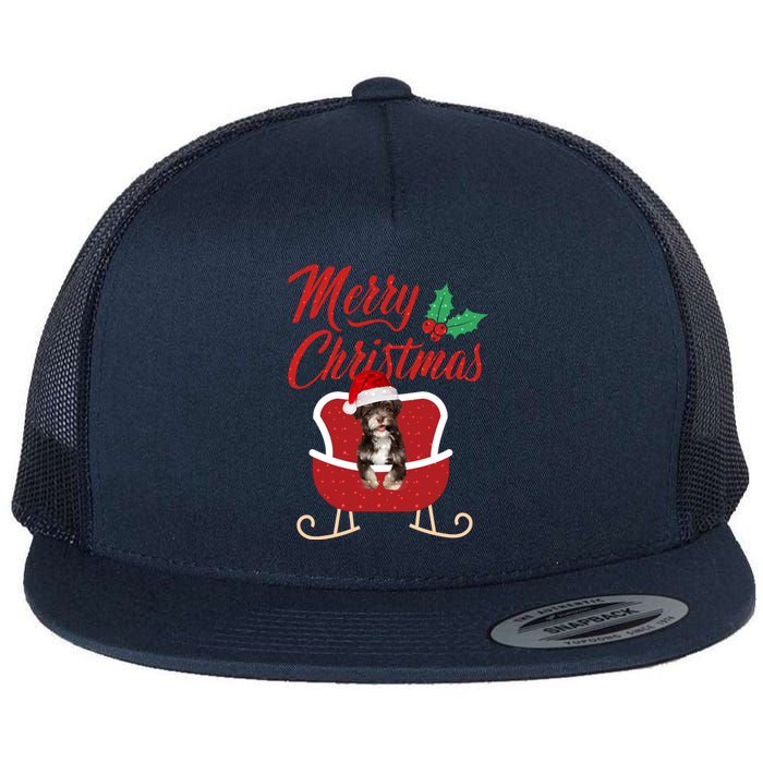 Havanese Dog Merry Christmas Design For The Holiday Season! Flat Bill Trucker Hat