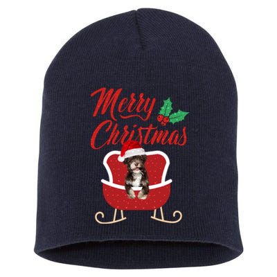 Havanese Dog Merry Christmas Design For The Holiday Season! Short Acrylic Beanie