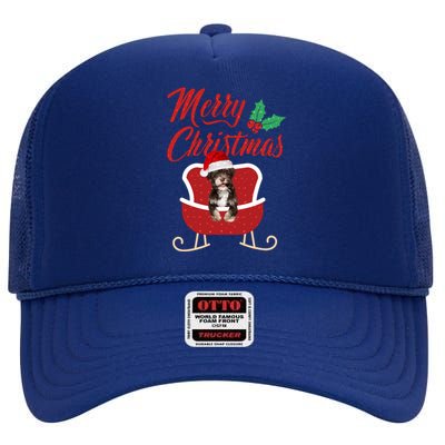 Havanese Dog Merry Christmas Design For The Holiday Season! High Crown Mesh Back Trucker Hat