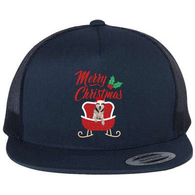 Husky Dog Merry Christmas Design For The Holiday Season! Flatbill Hat