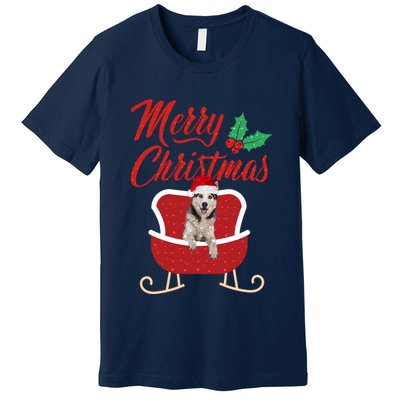 Husky Dog Merry Christmas Design For The Holiday Season! Premium T-Shirt