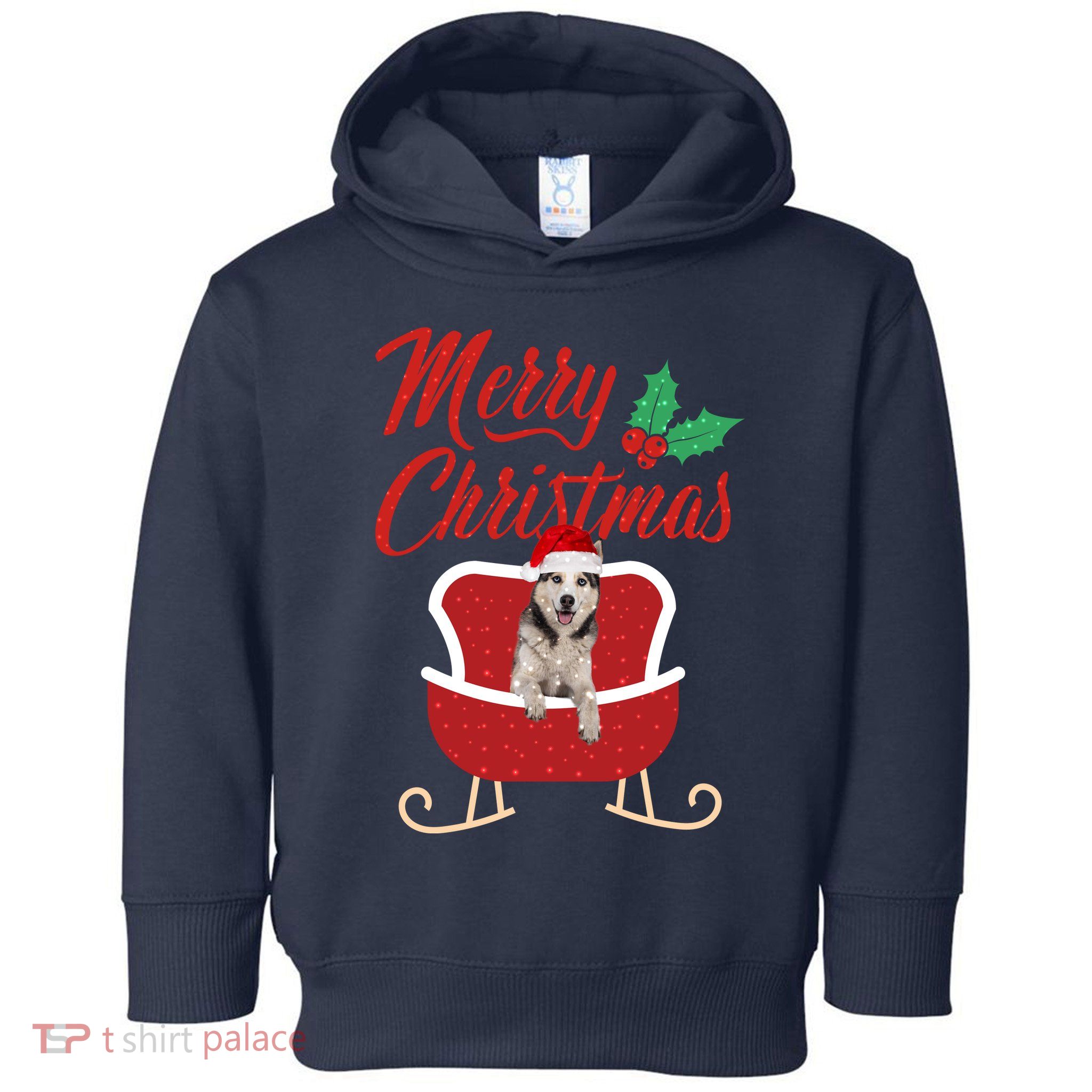 Husky Dog Merry Christmas Design For The Holiday Season! Toddler Hoodie