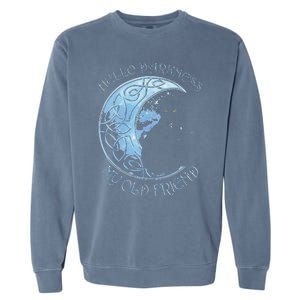 Hello Darkness My Old Friend Funny Cat Moon Garment-Dyed Sweatshirt