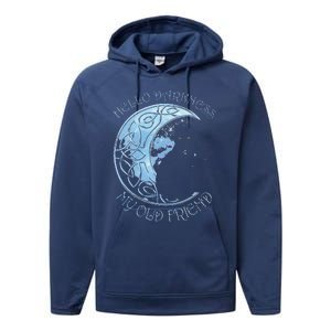 Hello Darkness My Old Friend Funny Cat Moon Performance Fleece Hoodie