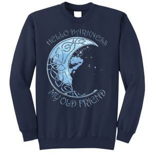 Hello Darkness My Old Friend Funny Cat Moon Sweatshirt