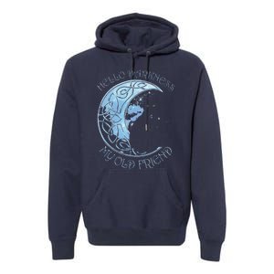 Hello Darkness My Old Friend Funny Cat Moon Premium Hoodie