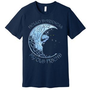 Hello Darkness My Old Friend Funny Cat Moon Premium T-Shirt