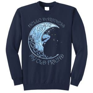 Hello Darkness My Old Friend Funny Cat Moon Tall Sweatshirt