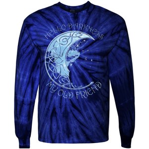 Hello Darkness My Old Friend Funny Cat Moon Tie-Dye Long Sleeve Shirt