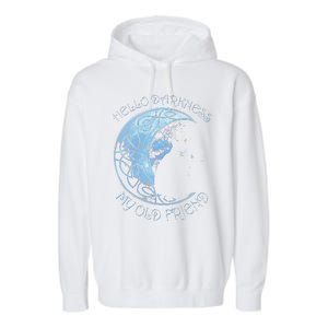 Hello Darkness My Old Friend Funny Cat Moon Garment-Dyed Fleece Hoodie