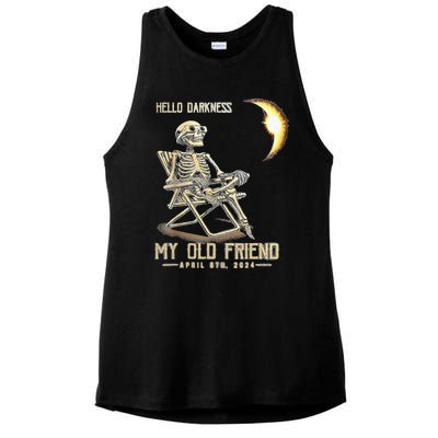 Hello Darkness My Old Friend Solar Eclipse April 08 2024 Ladies PosiCharge Tri-Blend Wicking Tank