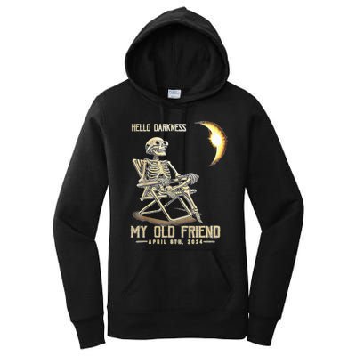 Hello Darkness My Old Friend Solar Eclipse April 08 2024 Women's Pullover Hoodie